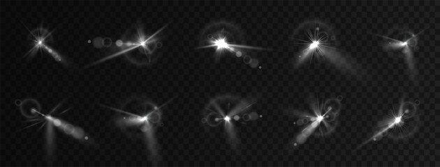 Wall Mural - light effect. spotlight spark. stadium lighting. spot lighting with white beams of led strobes. whit