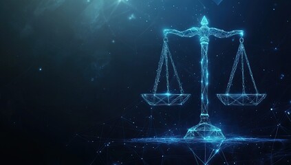 Poster - Digital Scales of Justice: A Symbol of Balance and Fairness