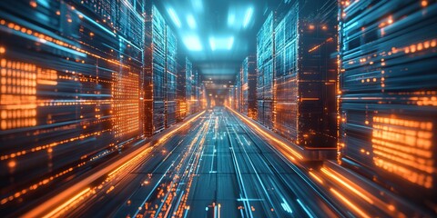 Poster - Digital Cityscape: A Futuristic Vision of Data Flow
