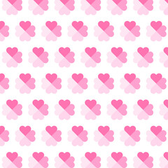 Wall Mural - Seamless pattern with pastel pink heart flowers.Cute floral heart repeat pattern isolated on white background for happy Valentine's Day.Vector graphic illustration.Sweet love background.