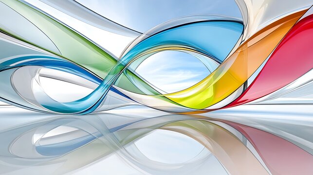 Abstract Colorful Glass Swirls  Modern Design Background