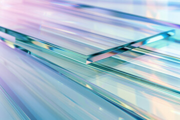 Wall Mural - close up horizontal abstract illustration of glowing transparent geometric layers