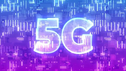 Poster - Glowing 5G Network Symbol on Abstract Technology Background