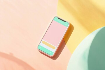 Aufkleber - Modern smartphone rests on colorful surface while displaying a vibrant messenger chat conversation in a contemporary setting. Generative AI