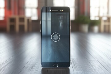 Poster - Smartphone with fingerprint sensor displayed in modern indoor setting