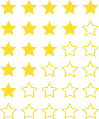 five stars icon vector golden gradient: customers rate the product with five stars, flat icon for ap