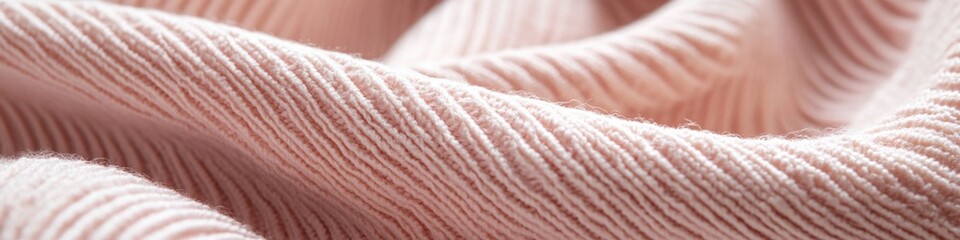 Poster - detailed close-up of corduroy fabric texture in soft pastel pink with visible ribbing and natural light creating depth