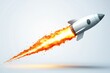 © Antonia - Rocket launches upward with a trail of fiery propulsion against a clean background