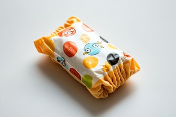 Poster - small pack of string cheese with playful design photographed on pristine white background with ample copy space