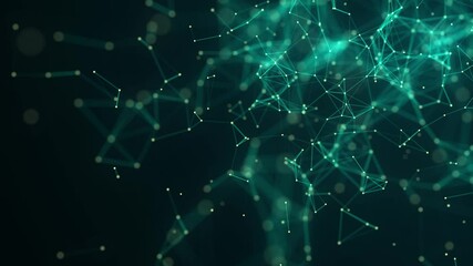 Poster - Blue abstract background with connection lines, dots and triangles. Technology network connection. Digital structure of particles. 3D rendering.