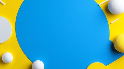 Poster - Abstract Geometric Composition with Colorful Spheres on a Vibrant Background