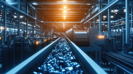 Poster - Industrial Factory Conveyor Belt System: A Glimpse into Modern Manufacturing