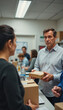 © Ektala - Anxious customer disappointed customer Man receiving package in volunteer distribution center