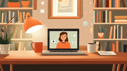 Poster - Cozy Home Office Video Call