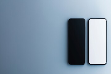 Poster - Modern Smartphone Pair on a Minimalist Background in Black and White Color Tones
