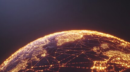 Poster - Illuminated Earth Globe with Network Connections in Dark Background