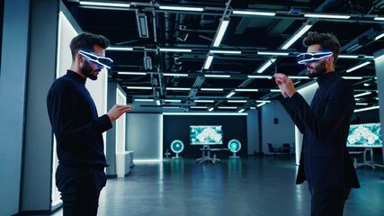 Fototapete - Using virtual reality technology for immersive experience and training in a modern studio environment
