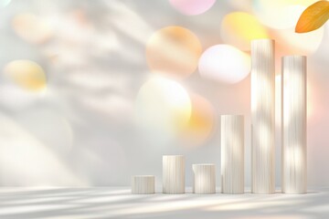 Poster - Abstract Growth Chart with Cylindrical Bars against Soft Colorful Background