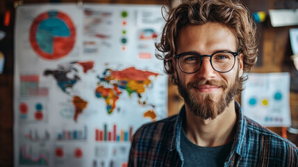 Poster - A young professional reviewing achievements and goals as a form of self-reflection Self-reflection Stock Photo with side copy space