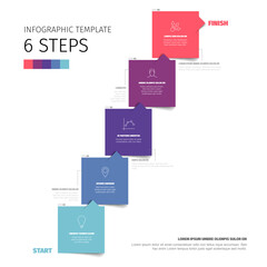 Poster - A vibrant 6 step infographic template with colorful, labeled boxes illustrating a stepbystep process. The steps are visually distinct and designed to guide the viewer effectively.