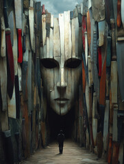 Poster - Serial killer, A surreal image depicting a forest of knives emerging from the ground, showcasing a unique and high-fidelity artistic concept.