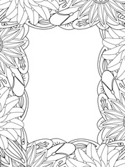 Wall Mural - All these designs are hand-drawn and unique 
Beautiful Flowers Border black and white illustration for adult coloring book,
This is a printable Beautiful Zentangle Coloring page for KDP Interior,