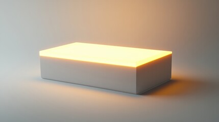 Poster - Glowing rectangular light box with soft illumination on light background