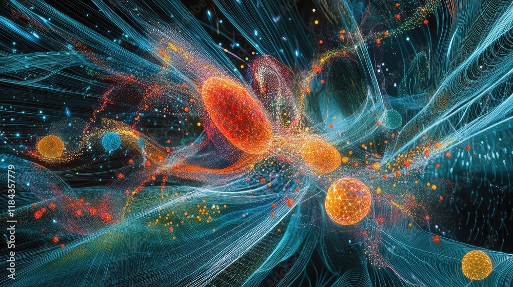 Ilustração Quantum neural networks visualized in action, where quantum ...