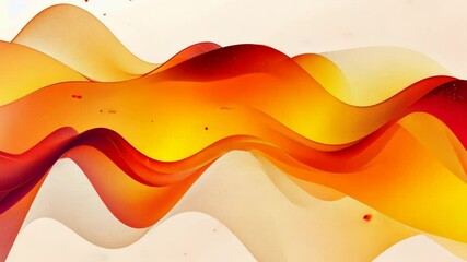 Poster - Vibrant waves of orange and yellow flow elegantly across a light background in smooth, abstract patterns
