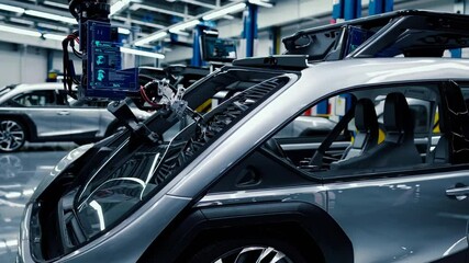 Leinwandbilder - Advanced robotic assembly in an automotive manufacturing facility with a focus on precision engineering and efficiency