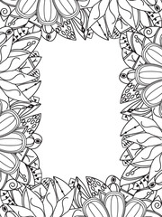 Wall Mural - All these designs are hand-drawn and unique 
Beautiful Flowers Border black and white illustration for adult coloring book,
This is a printable Beautiful Zentangle Coloring page for KDP Interior,