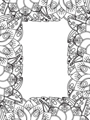 Wall Mural - All these designs are hand-drawn and unique 
Beautiful Flowers Border black and white illustration for adult coloring book,
This is a printable Beautiful Zentangle Coloring page for KDP Interior,