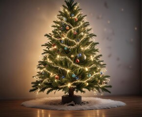 a christmas tree decorated with fairy lights and tinsel, festive decorations, tinsel garland