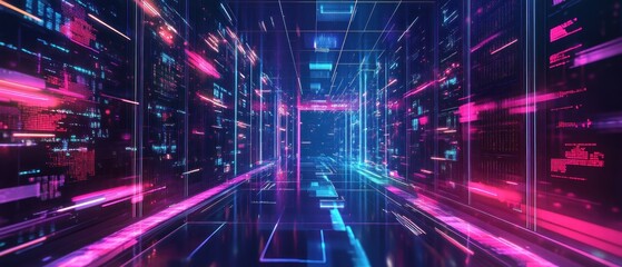 Technology networking and digital communication in business with cloud computing concept web storage for data global social media ai server online binary illustration background modern futuristic