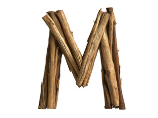 Wall Mural - Rustic wooden letter art, natural craft from sticks for diy home decor and wall art