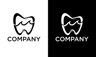 Aufkleber - Creative dental with Wave Lake/beach logo design vector silhouette illustration