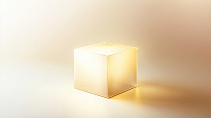 Poster - Luminous cube with soft glow on neutral background for design concepts