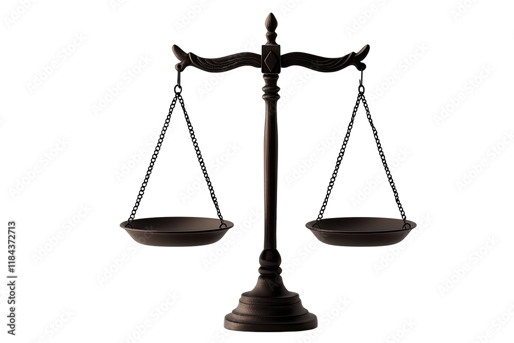 Copyright law idea. Symbol of justice, a balanced scale representing fairness and equality in legal systems.