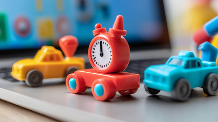 Poster - An individual using a timer for effective task allocation and focus Stock Photo with side copy space.