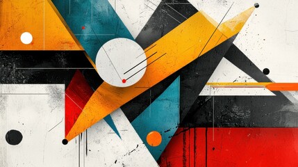 Poster - Vibrant Geometric Abstract Art Design with Overlapping Shapes and Contrasting Colors