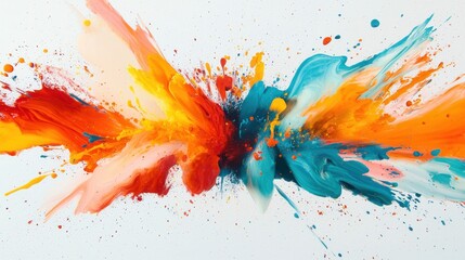 Poster - Colorful Abstract Explosion of Paint Splatter and Fluid Motion on Canvas Background