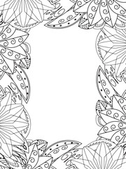 Wall Mural - All these designs are hand-drawn and unique 
Beautiful Flowers Border black and white illustration for adult coloring book,
This is a printable Beautiful Zentangle Coloring page for KDP Interior,