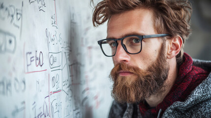 Aufkleber - An individual completing tasks efficiently while checking them off on a whiteboard Stock Photo with side copy space.