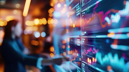 Poster - Digital Financial Data Analytics Dashboard Displaying Market Trends and Investment Strategies