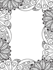 Wall Mural - All these designs are hand-drawn and unique 
Beautiful Flowers Border black and white illustration for adult coloring book,
This is a printable Beautiful Zentangle Coloring page for KDP Interior,