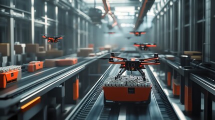 Poster - Automated Warehouse: Drones and Conveyors in Modern Logistics