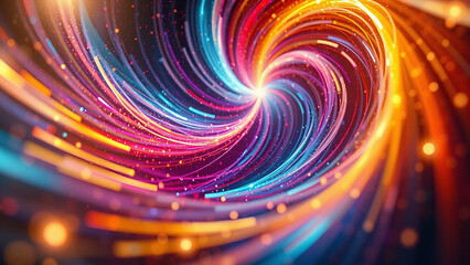 Poster - Abstract swirl art with vibrant colors and fractal patterns, creating a mesmerizing vortex of light and energy