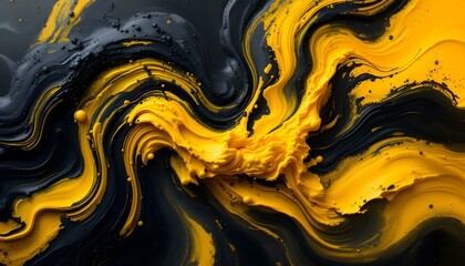 Aufkleber - Black and yellow abstract background with a textured brushstroke. Abstract black and yellow grunge with a halftone effect texture background. An abstract backdrop featuring black and yellow tones