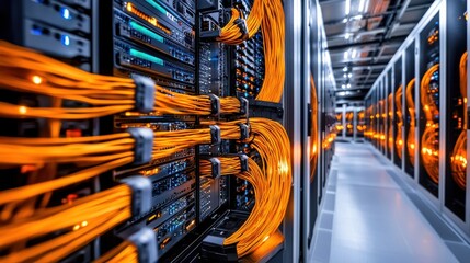 Poster - Futuristic Data Center with Servers and Communication Equipment in Modern Datacenter
