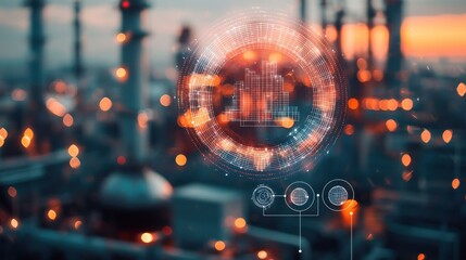 Poster - Futuristic Holographic Digital Interface with Glowing Shapes and Patterns